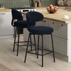 WestinTrends Alexandria Modern Upholstered Faux Shearling Fabric Counter Height Bar Stools with Back (Set of 2), Navy Blue - 2 of 4