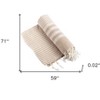 HomeRoots 59" X 71" Beige and Ivory Cotton Striped Turkish Towel Throw Blanket with Tassels - 3 of 4