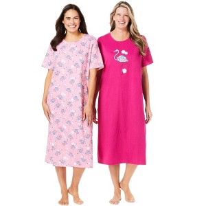 Dreams & Co. Plus Size 2-Pack Long Sleepshirts - 1 of 4