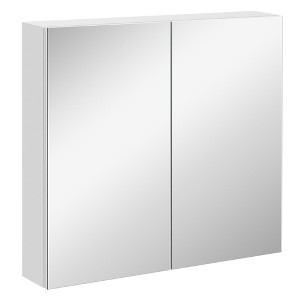 Bathroom Mirrored Cabinet, 24"x22" Steel Frame Medicine Cabinet, Wall-Mounted Storage Organizer with Double Doors - 1 of 4