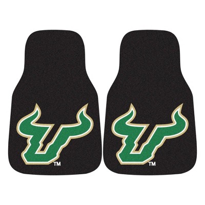 NCAA University of South Florida Bulls Carpet Car Mat Set - 2pc