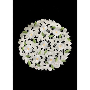 Jiallo Margarita Embroidered Cutwork Round Placemat, 11-Inch diameter Table Linen - 1 of 2