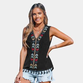 Grosy Summer Casual Peasant Blouses Boho Tops for Women V Neck Bohemian  Floral E