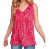 Women's FLORAL PAISLEY VNECK RUFFLE BABYDOLL TANK TOP - Haptics - 4 of 4