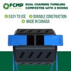 FCMP Outdoor IM4000-DD 8 Sided Dual Chamber Tumbling Double Door Composter, Blue - image 3 of 4