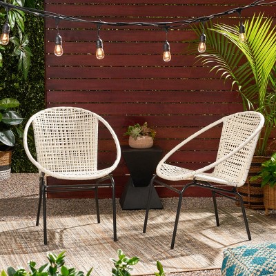 Coolbibila-Patio Chair Set Of 2, Arm Chairs With Back, Dining Chairs Set Made Of Wicker, Modern Dining Chairs With Arms