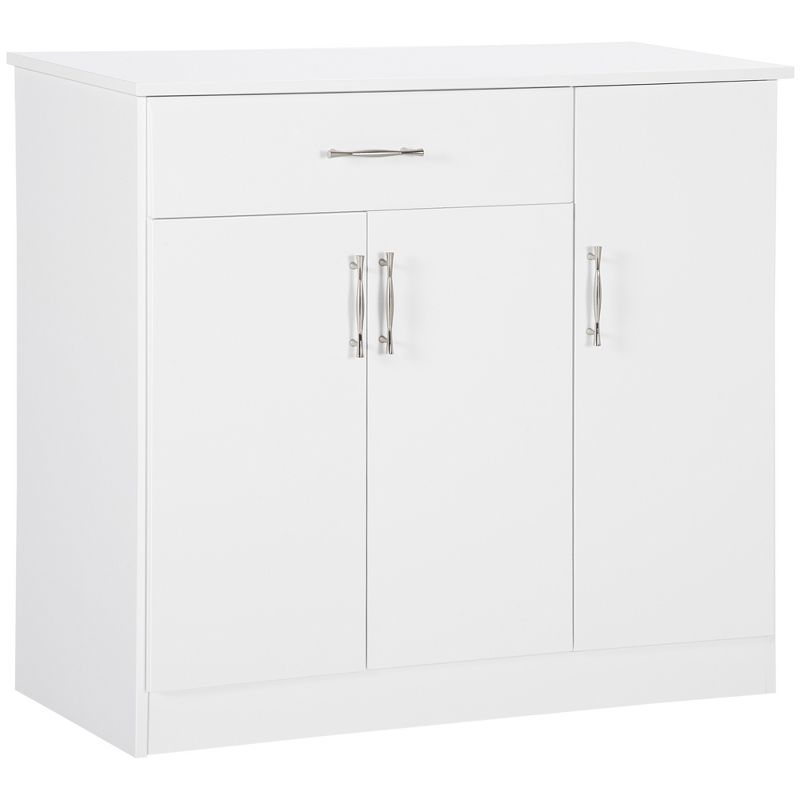 HOMCOM Modern Kitchen Sideboard, Buffet Table with Drawer, Double Door Cabinet and Adjustable Shelves for Living Room, Kitchen, Entryway, White, 1 of 7
