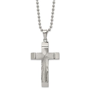Black Bow Jewelry Men's Stainless Steel Starburst Cross Necklace, 22 Inch - 1 of 4