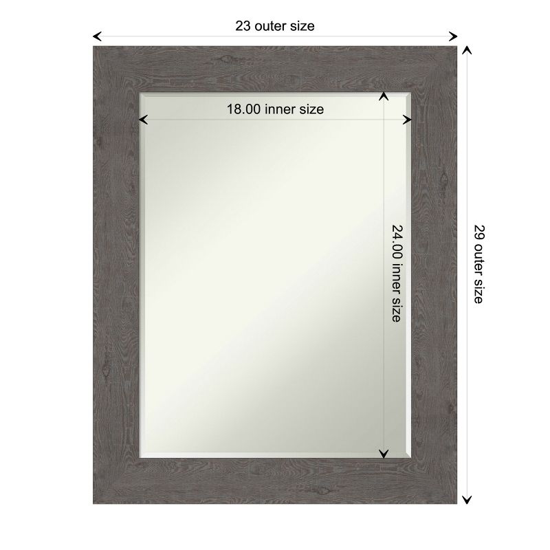 Amanti Art Rustic Plank Petite Bevel Bathroom Wall Mirror, 4 of 8