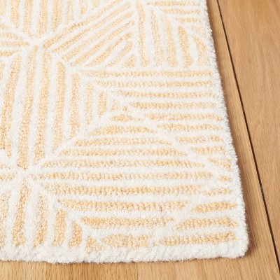 Handmade Gold and Ivory Abstract Wool Square Rug - 6'