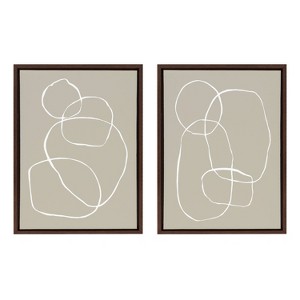 (Set of 2) 18" x 24" Sylvie Beige Going in Circles Framed Wall Canvas Set by Teju Reval - Kate & Laurel All Things Decor - 1 of 4