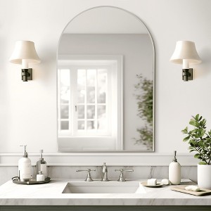 MAYEERTY 35.83x24.02x1.10in Aluminum Thin Edge Right-Angle Arch Silver Hanging Mirror - 1 of 4