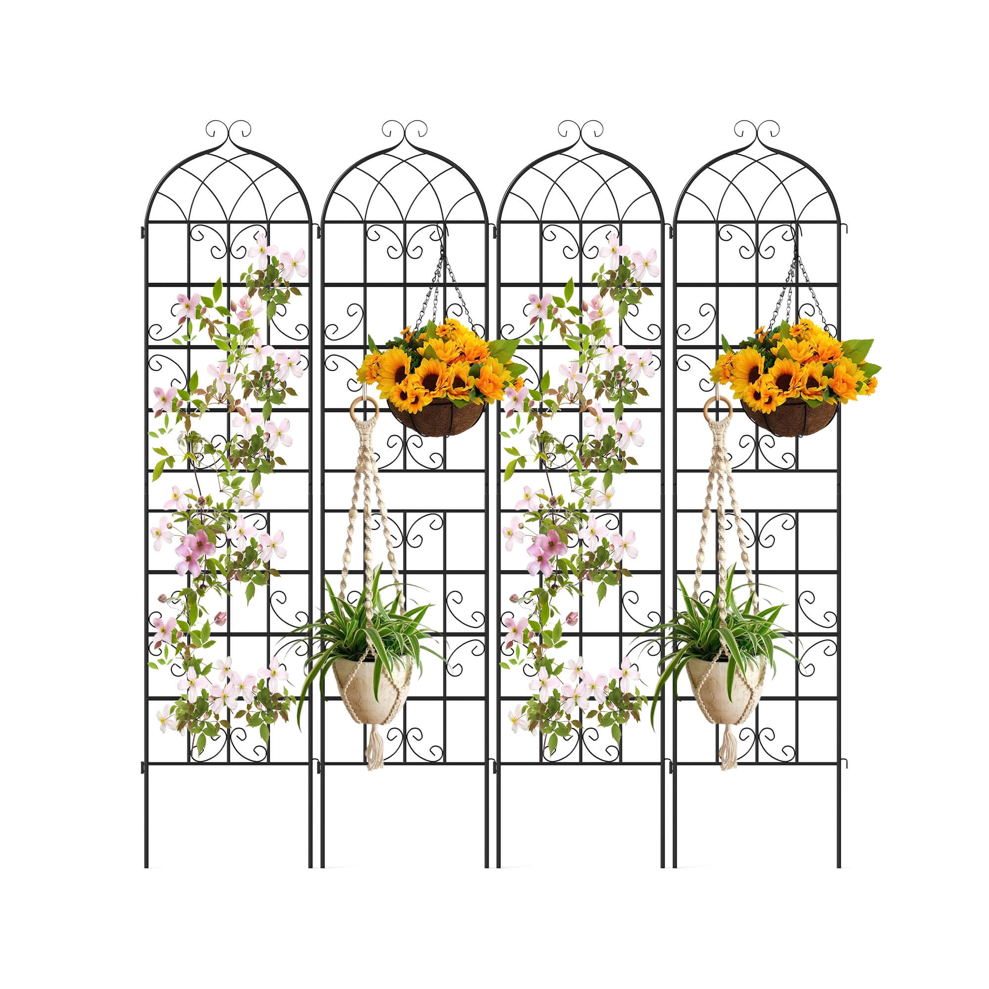 Costway 4 Pack 86” x 20” Metal Garden Trellis, Heavy-Duty Plant Support for Vegetable