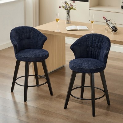 Counter Height Swivel Bar Stools Set of 2,Upholstered Chairs with Wide Backrest-Maison Boucle
