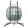 Grungis Swing Chair Outdoor with Stand,Patio Swing Egg Chair with Wicker Hanging,2 Persons Basket Chair with Stand for Bedroom,Garden Yard - 4 of 4