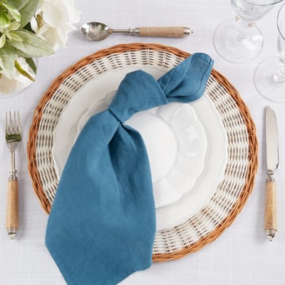 Ocean Blue Pure Linen Table Napkins Set of 4