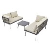 Isabel 3-piece L-Shape All Weather Patio Sectional Sofa Set, Metal Frame Conversation Set, Outdoor Furniture Near Me - Maison Boucle - 3 of 4