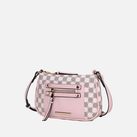 MKF Collection Crossbody Bag for Women Circular Print Color Block, Essie | MKF Collection by Mia K - Pink