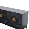 The Urban Port 55" Sideboard Buffet Console with 2 Door Cabinet Diamond Cut Handles Matte Black Black/Brass - 3 of 4