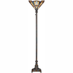 Quoizel Inglenook 73" High Tiffany-Style Glass Bronze Floor Torchiere - 1 of 1