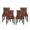 Christopher Knight Home Set of 4 Cheney Faux Leather Tufted Dining Chairs Cognac Brown/Matte Black - 2 of 4