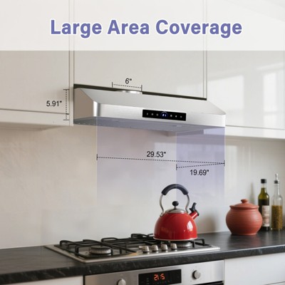 RAPSUAR 29-inch Range Hood, 1100 CFM Under-Cabinet Vent with Gesture Sensing & Touch Control