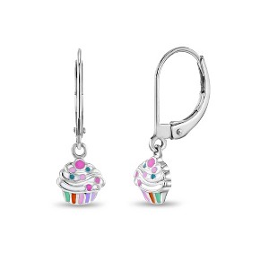 Girls' Cupcake & Toppings Dangle Lever Back Sterling Silver Earrings - In Season Jewelry - 1 of 4