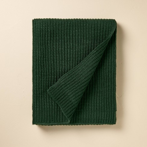 Dark green chunky knit throw sale