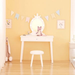 Makeup Dressing Table with Mirror, Lights and Drawers for Little Girls - 1 of 4