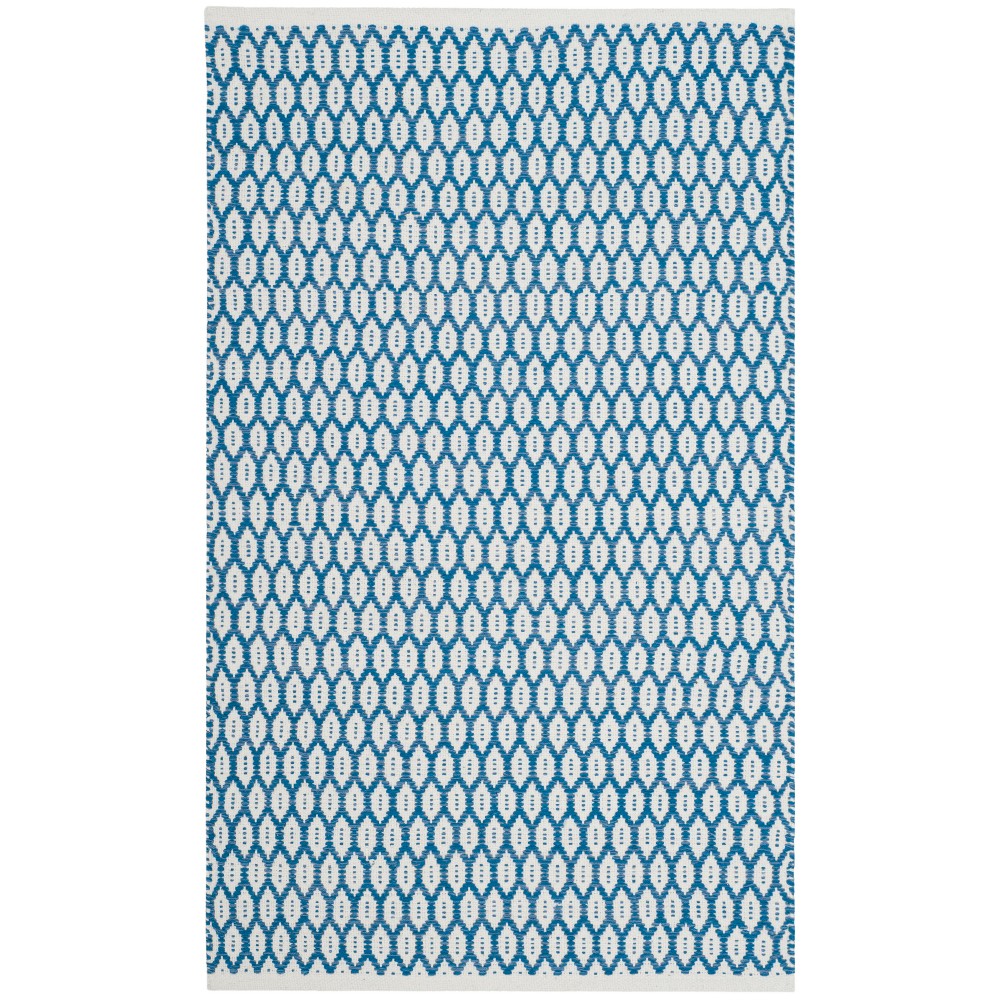  Woven Geometric Runner Rug Blue/Ivory