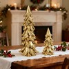 MOEPISY Christmas Table Decorations, Vintage Xmas Golden Resin Tree Candle Holders Set - 3 of 4