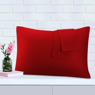 Red Standard Size Cotton Pillowcases with Envelope Closure