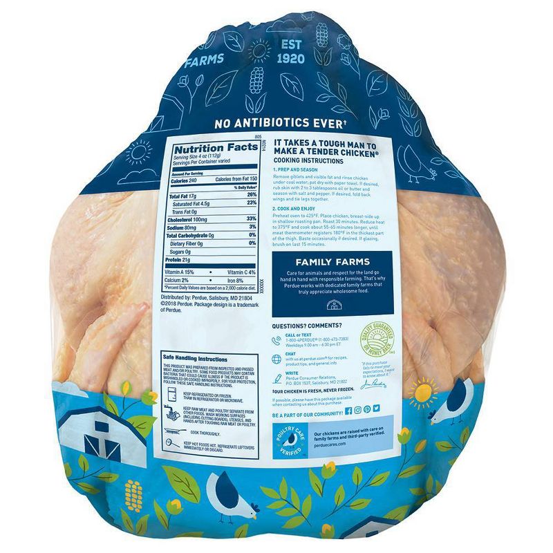Perdue Whole Young Chicken Antibiotic Free - 5-6.25 lbs - price per lb, 3 of 7