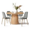 5-Piece Oak Round Dining Table Set, 46'' Pedestal Table with 4 Upholstered Dining Chairs, Mid-Century Modern Dining Room Furniture-Maison Boucle - 2 of 4