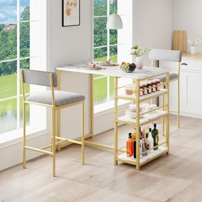 Bar Stools Upholstered Counter Height Chairs with Back & Footrest - Metal Frame for Kitchen Island, Bar, Dining