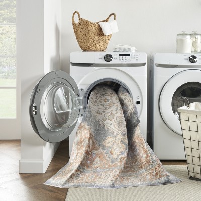 Astra Vintage Persian Orange and Denim Washable Rug