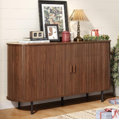 Sideboard Buffet Cabinet with Storage, Sliding Door & Adjustable Shelf, Modern Accent Coffee Bar Console Table for Kitchen