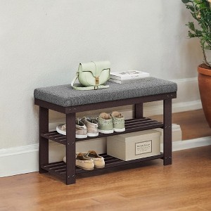 Bamboo Shoe Bench, 3-Tier Shoe Rack, Stable Shoe Organizer for Entryway, Living Room, Bench Seat Holds Up to 330 lb, 11.4 x 28 x 19.3 Inches - 1 of 4