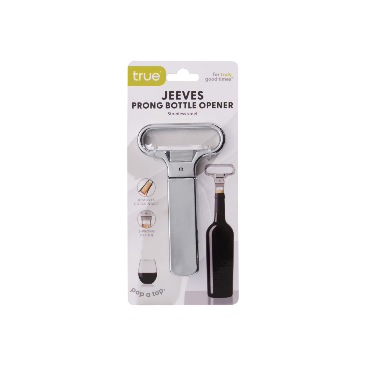 True Jeeves Twin Prong Wine Opener, Wine Cork Remover for Travel, Outdoor Party, Home Bar, Housewarming Gifts, Kitchen, Chrome Handle & Plastic Sheath - thumbnail 5