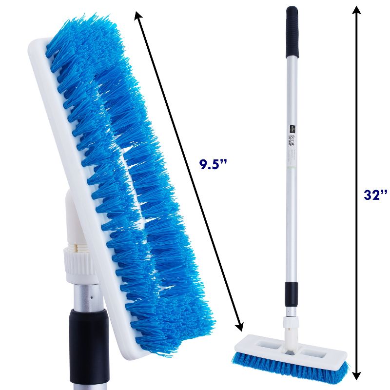 ELITRA HOME Swivel Scrub Brush with Adjustable Handle for Cleaning Floor, Tile, Kitchen, Bathroom - Blue,, 2 of 7