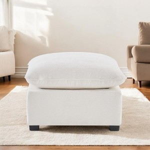 Alilang 26.00 inches Contemporary Ottoman with Removable Cushion and Wooden Legs-White - 1 of 4