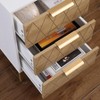 ORRD Mid-Century Nightstand with 3 Drawers, Gold Metal Accent End Table for Bedroom, White & Natural - 3 of 4