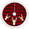 48 inch Christmas tree skirt, buffalo plaid, red christmas tree skirt, christmas tree skirt with reindeer design for holiday party home decorations - 2 of 4