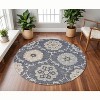 5' Blue And Gray Round Wool Hand Tufted Area Rug - 2 of 4