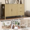 Okak Modern 3-Drawer & 2-Door Wave-Pattern Sideboard Storage Cabinet for Dining Room,Kitchen Pantry Cabinets with Hooks & Extra Center Leg - 4 of 4