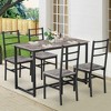 Rbied 5-Piece Wood Rectangle Indoor Outdoor Bistro Set Dining Set for Small Place, Kitchen, Dining Room, Patio - 3 of 4
