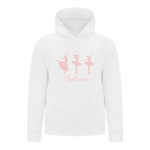 Everyday Kids Ballerina Girls Pullover Hoodie – Pink Dancer Silhouette Ballet Sweatshirt - 1 of 4