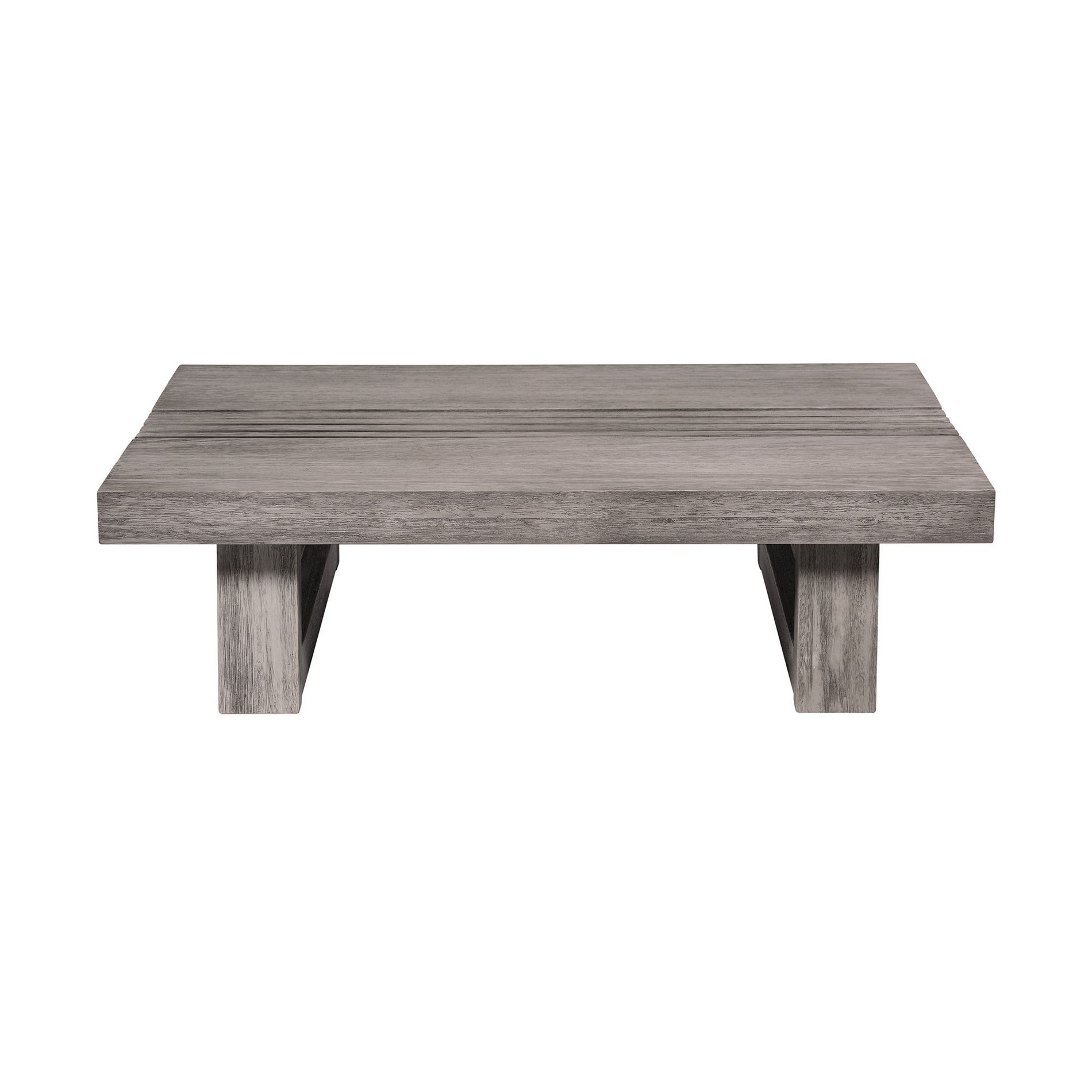 HomeRoots 33" Gray Solid Wood Outdoor Coffee Table
