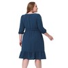 Agnes Orinda Women's Plus Size Square Neck Swiss Dots Wedding Empire Waist Ruffle Hem Chiffon Midi Dresses - 4 of 4