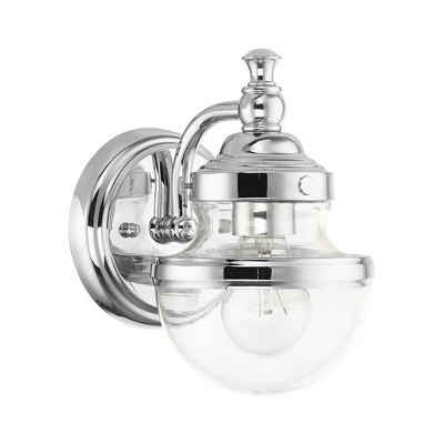 Polished Chrome 1-Light Vanity Sconce with Clear Glass